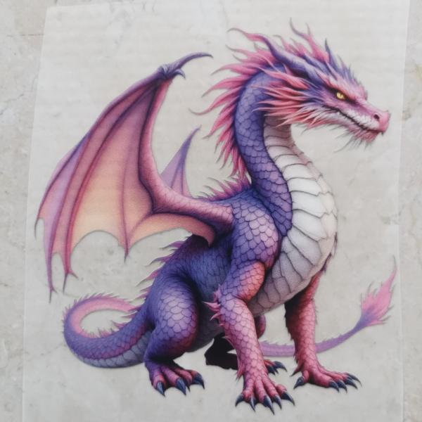 Bügelbild Drache rosalila