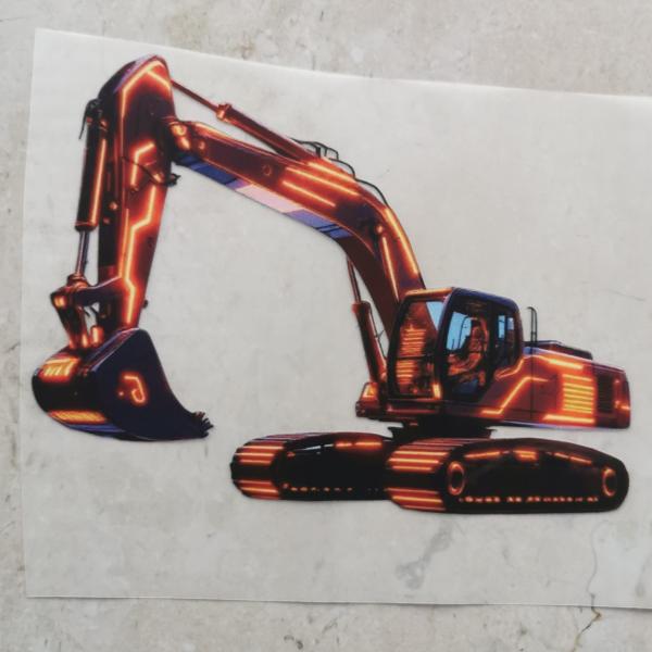 Bügelbild futuristischer Bagger orange