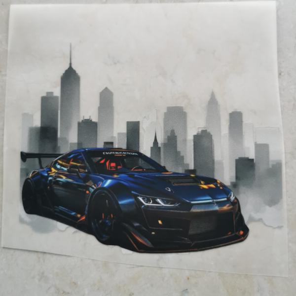 Bügelbild Skyline Auto schwarz