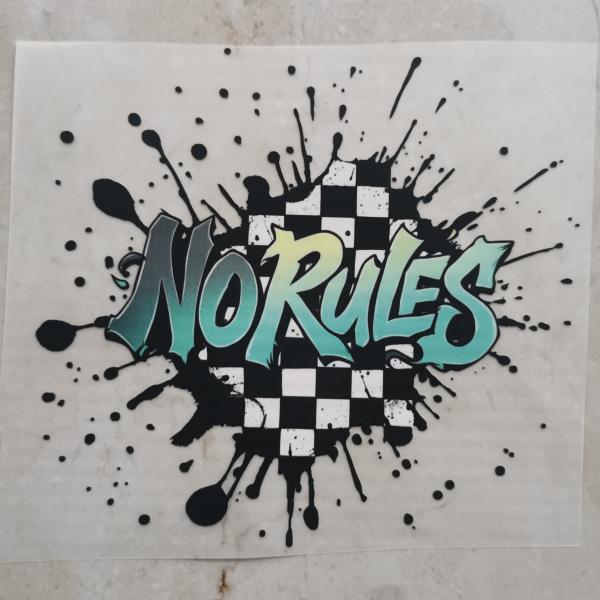 Bügelbild Grafittisplash No Rules