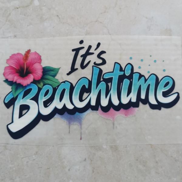 Bügelbild It's Beachtime türkis mit Blume