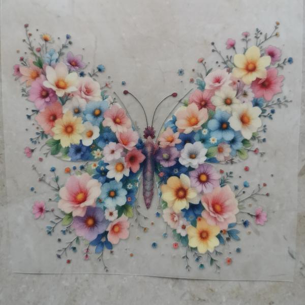 Bügelbild Blumenschmetterling