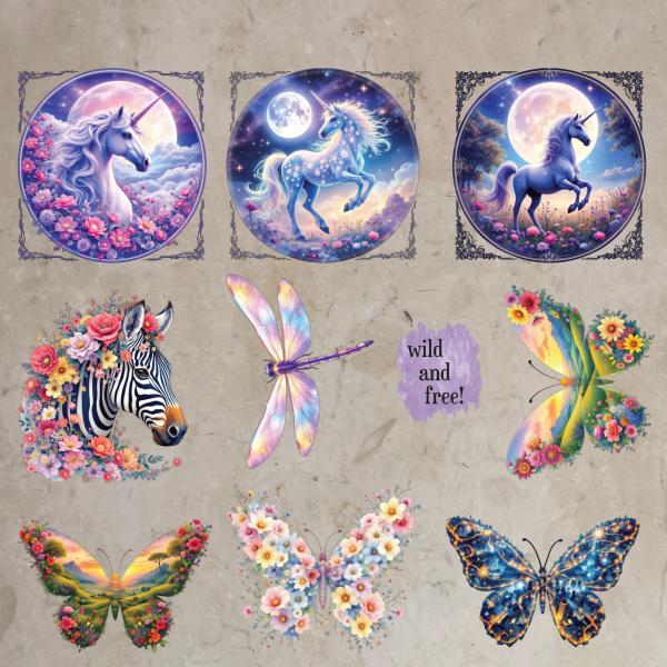 Bügelbild-Bundle florale Tiere
