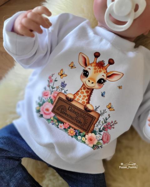 Bügelbild Giraffe mit Schild