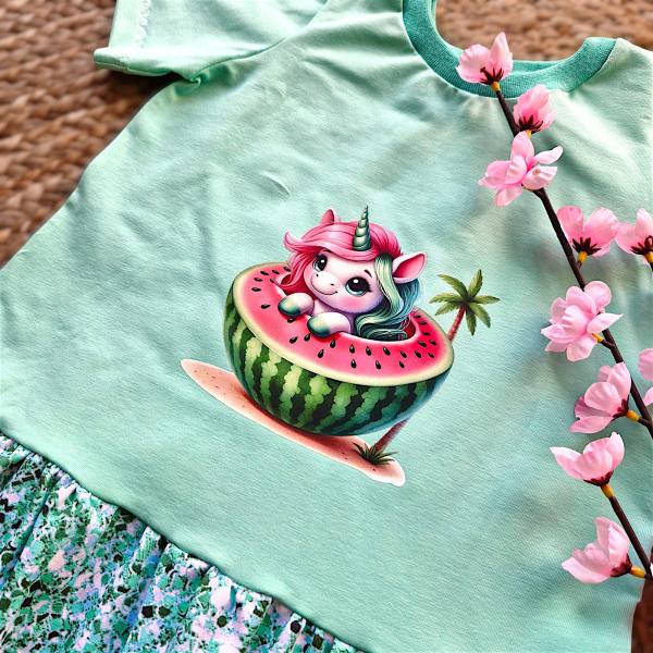 Bügelbild Meloneneinhorn in Melone