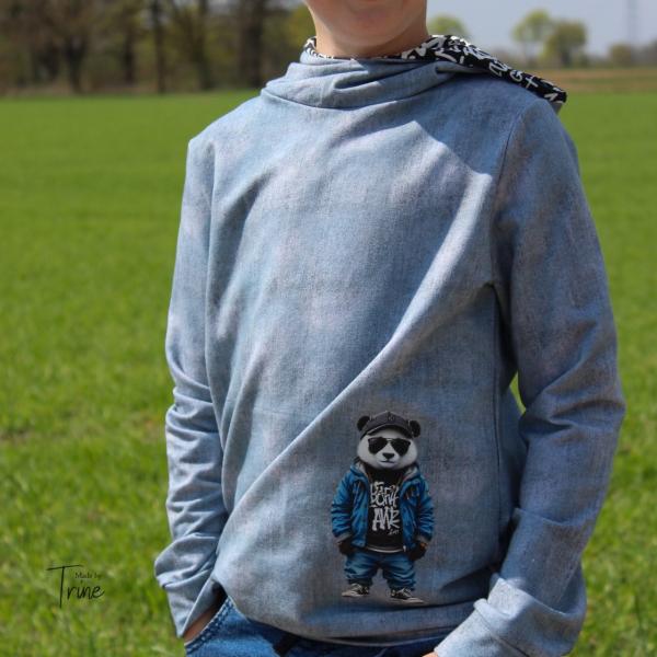 Bügelbild Panda cool blau