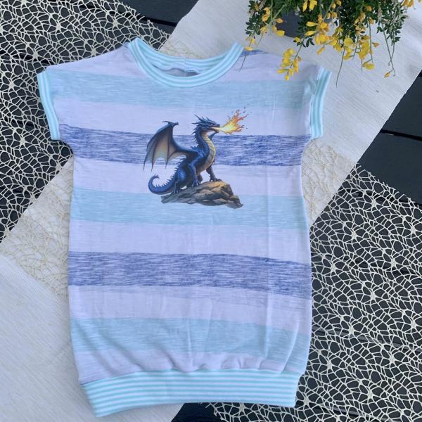 Bügelbild Feuerdrache blau