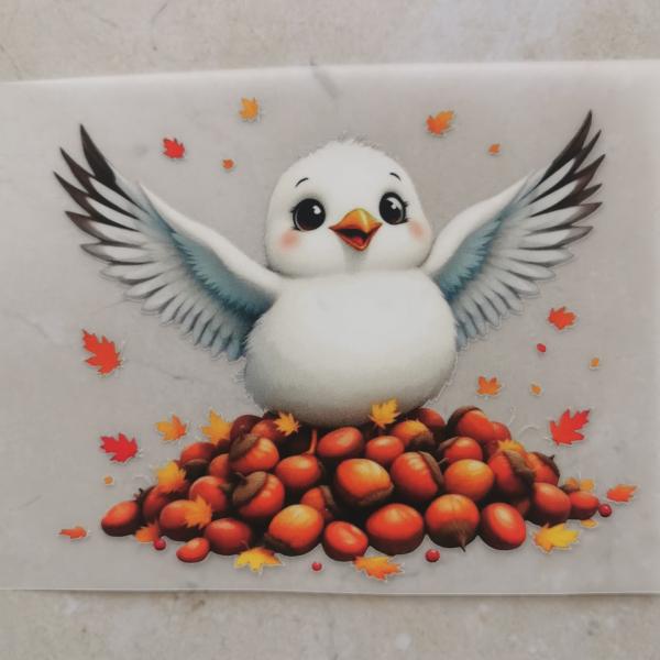 Bügelbild süße Möwe Nüsse