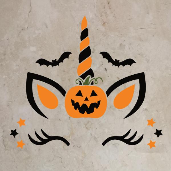 Bügelbild Einhorngesicht Halloween