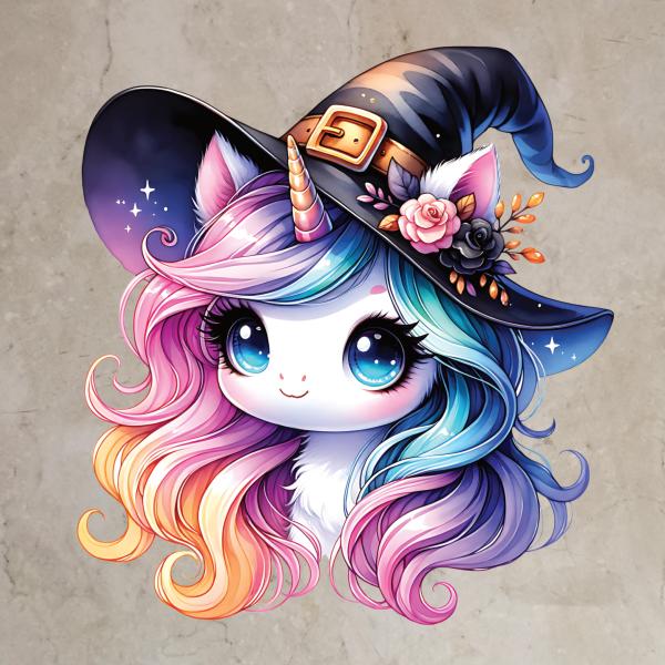 Bügelbild süßes Einhorn Halloween