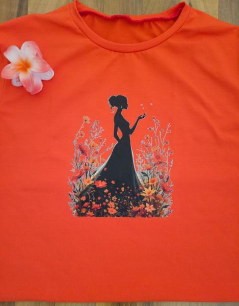 Bügelbild Blumenfrau orange