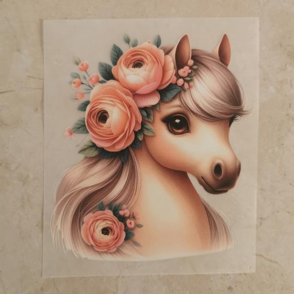 Bügelbild floraler Ponykopf
