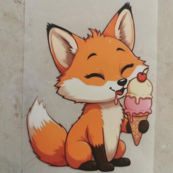 Bügelbild Fuchs mit Eis