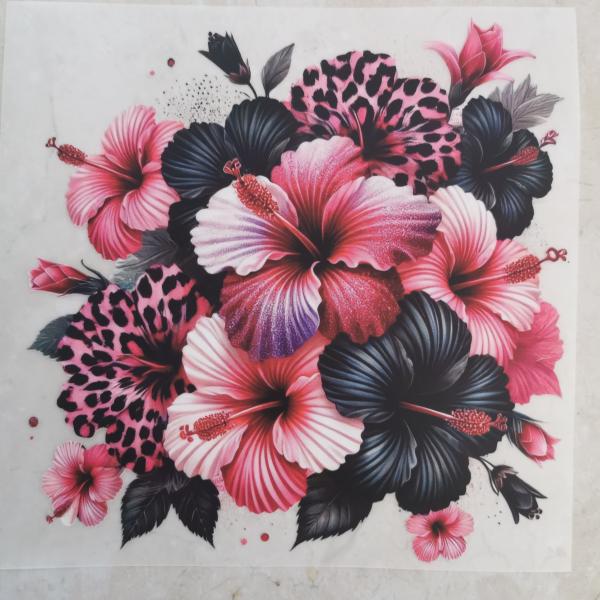 Bügelbild Hibiskusbouquet Leo
