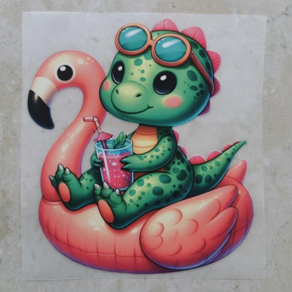 Bügelbild Sommerdino Flamingo