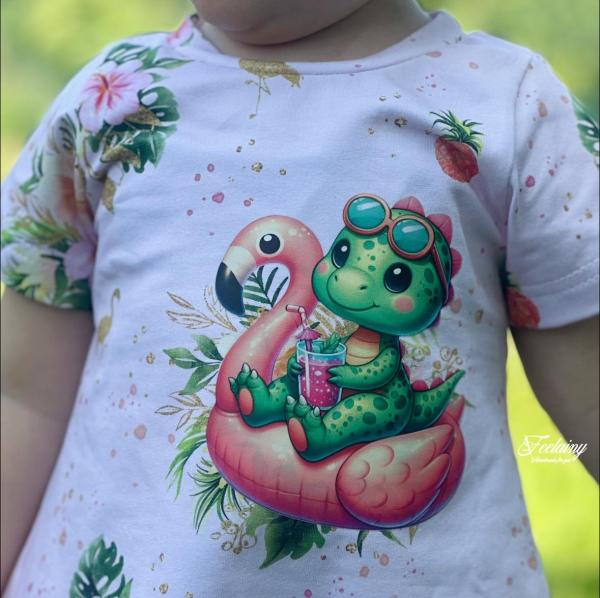 Bügelbild Sommerdino Flamingo