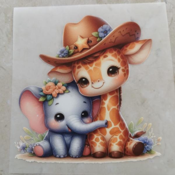 Bügelbild süßes Safaritierduo floral