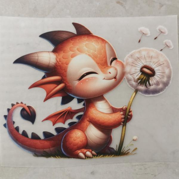Bügelbild süßer Drache Pusteblume