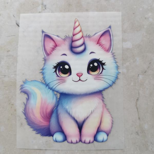 Bügelbild Einhornkatze sitzend