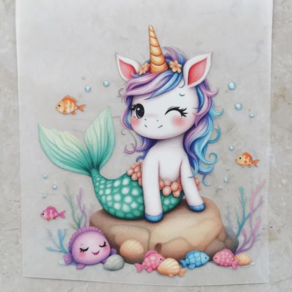 Bügelbild Mermaid-Unicorn auf Stein