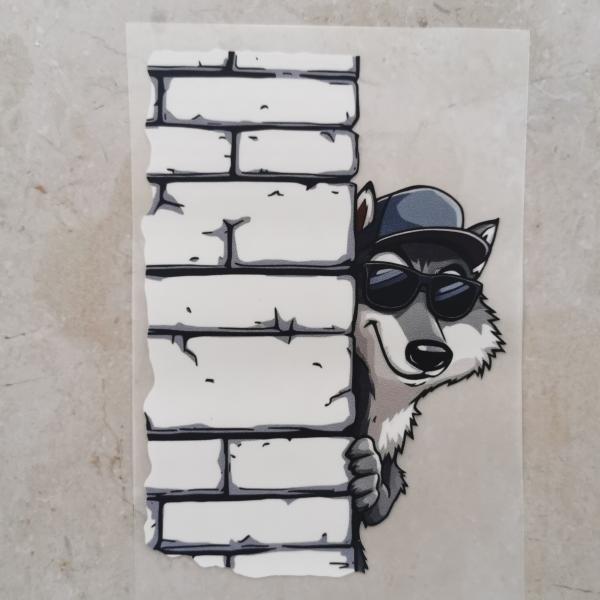 Bügelbild cooler Guck-Wolf