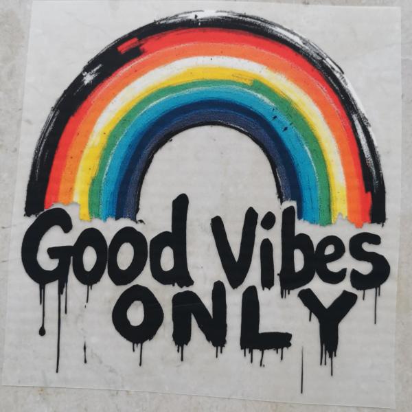Bügelbild Good vibes only dunkel