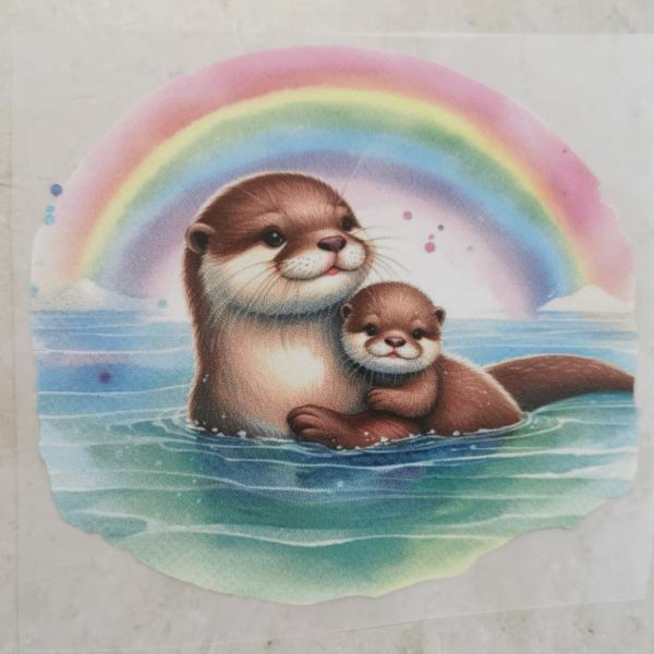 Bügelbild Ottermama Regenbogen