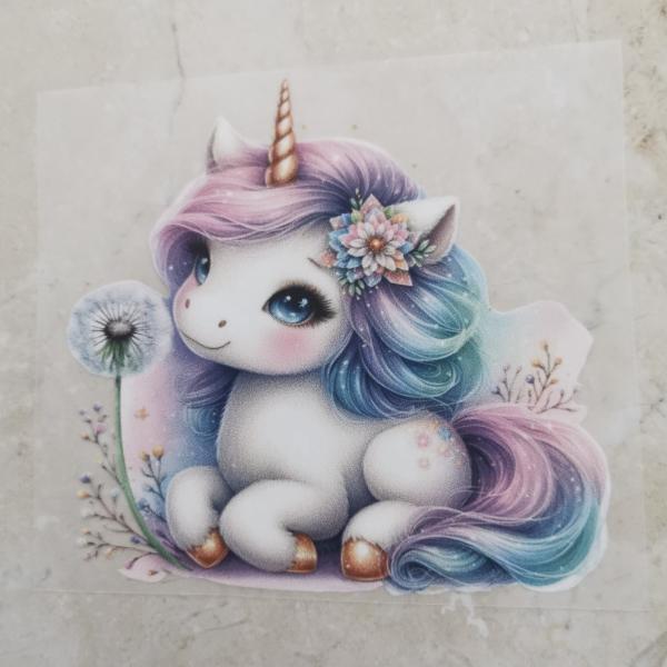 Bügelbild Einhorn Pusteblume liegend