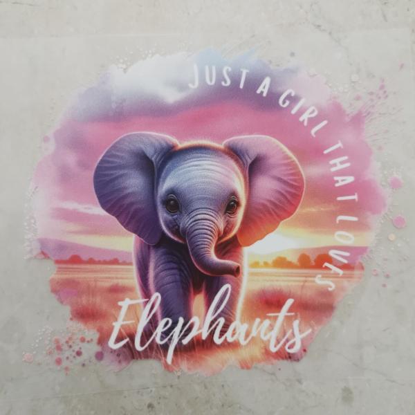 Bügelbild Just a Girl Elephants rosa
