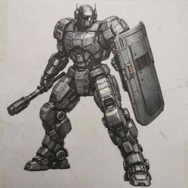 Bügelbild Mech-Warrior Schutzschild