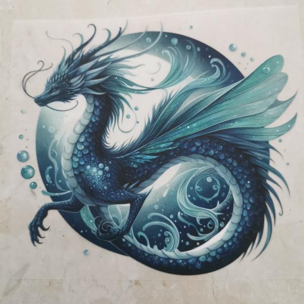 Bügelbild Elementdrache Wasser