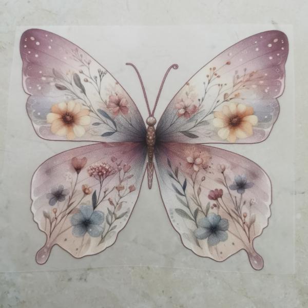Bügelbild Blütenschmetterling lila