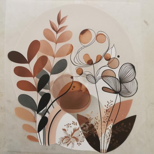 Bügelbild Retro-Blumen oval