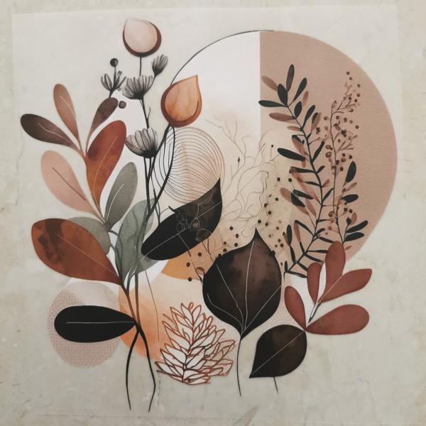 Bügelbild Retro-Blumen halbkreis