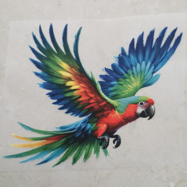 Bügelbild fliegender Papagei