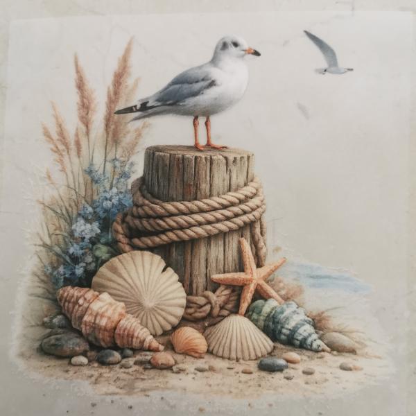 Bügelbild Möwe am Strand