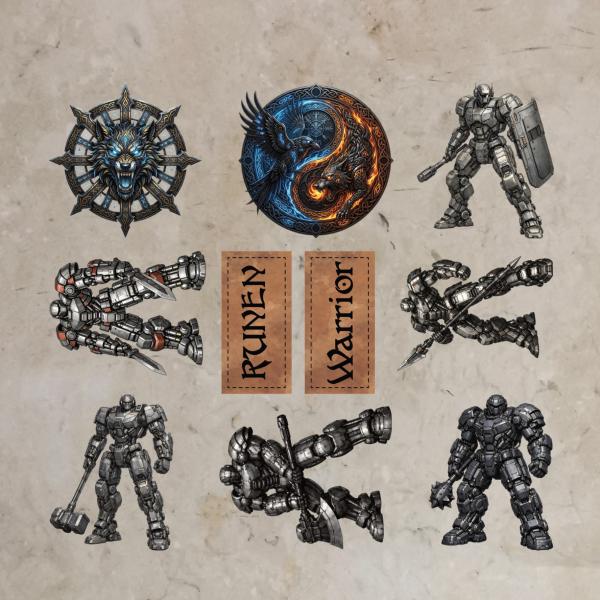 Bügelbild-Bundle Runen und Warrior