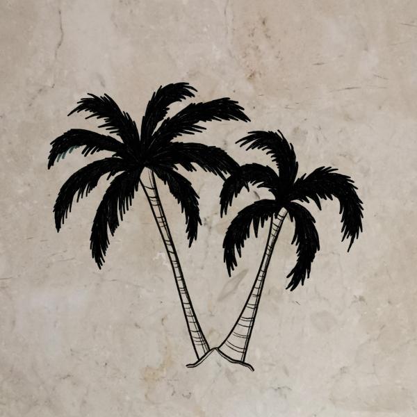 Bügelbild Aloha Palme schwarz