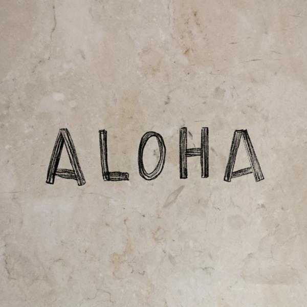 Bügelbild Aloha Schriftzug