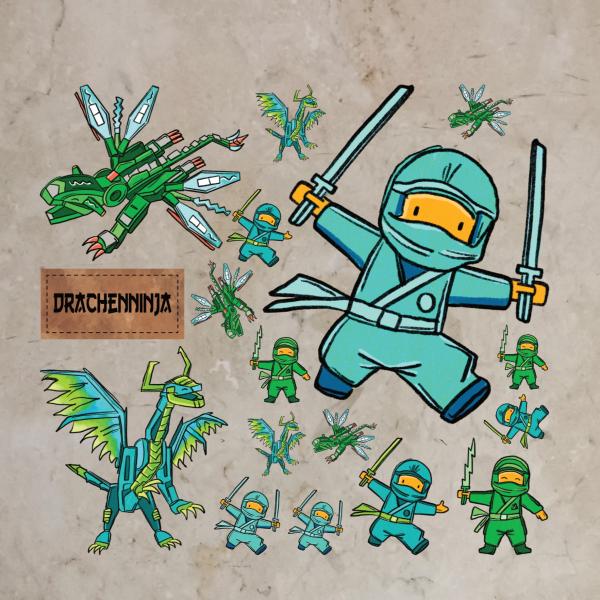 Design-Bügelbild-Bundle Drachenninja