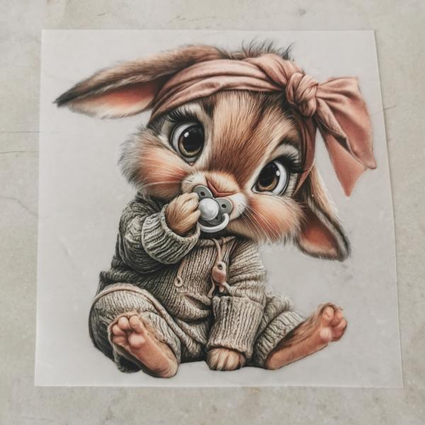 Bügelbild Schnullerhase rosa