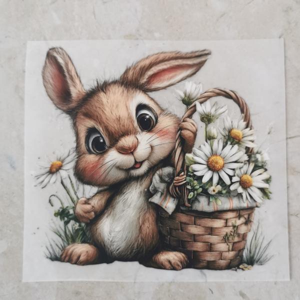 Bügelbild Blumenhase Korb