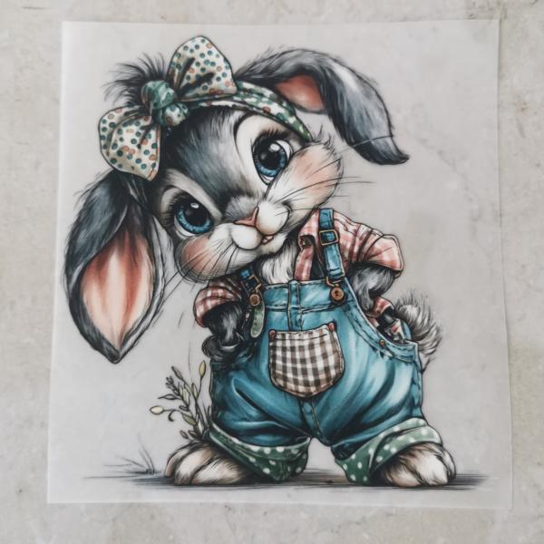 Bügelbild Denimhase stehend