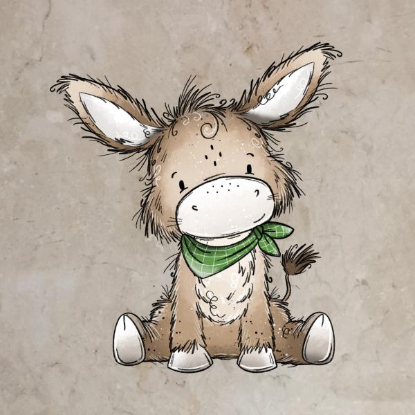 Bügelbild süßer Esel Halstuch