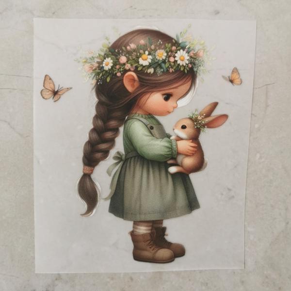 Bügelbild Mädchen mit Hase