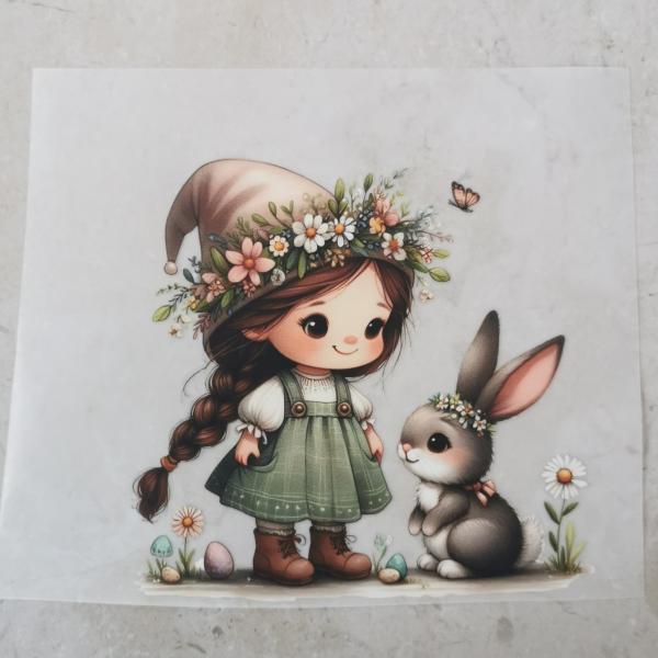 Bügelbild Mädchen mit Hase Hut