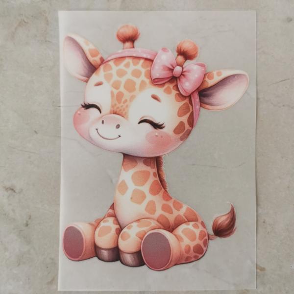 Bügelbild Schleifengiraffe freuend