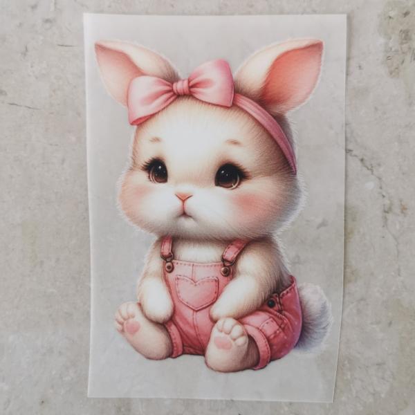 Bügelbild Schleifenhase sitzend