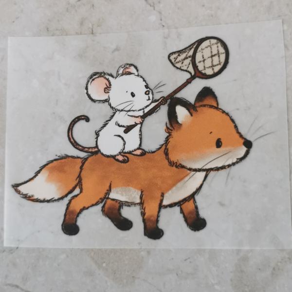 Bügelbild Fuchs und Maus Kescher