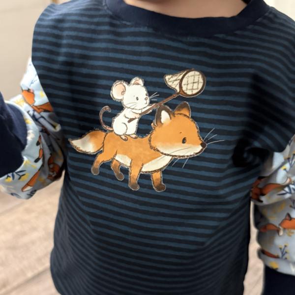 Bügelbild Fuchs und Maus Kescher